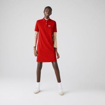 Lacoste Lacoste x National Geographic Cotton Piqué Polo Shirt Dress Dámské - Šaty Červené / Bílé | C